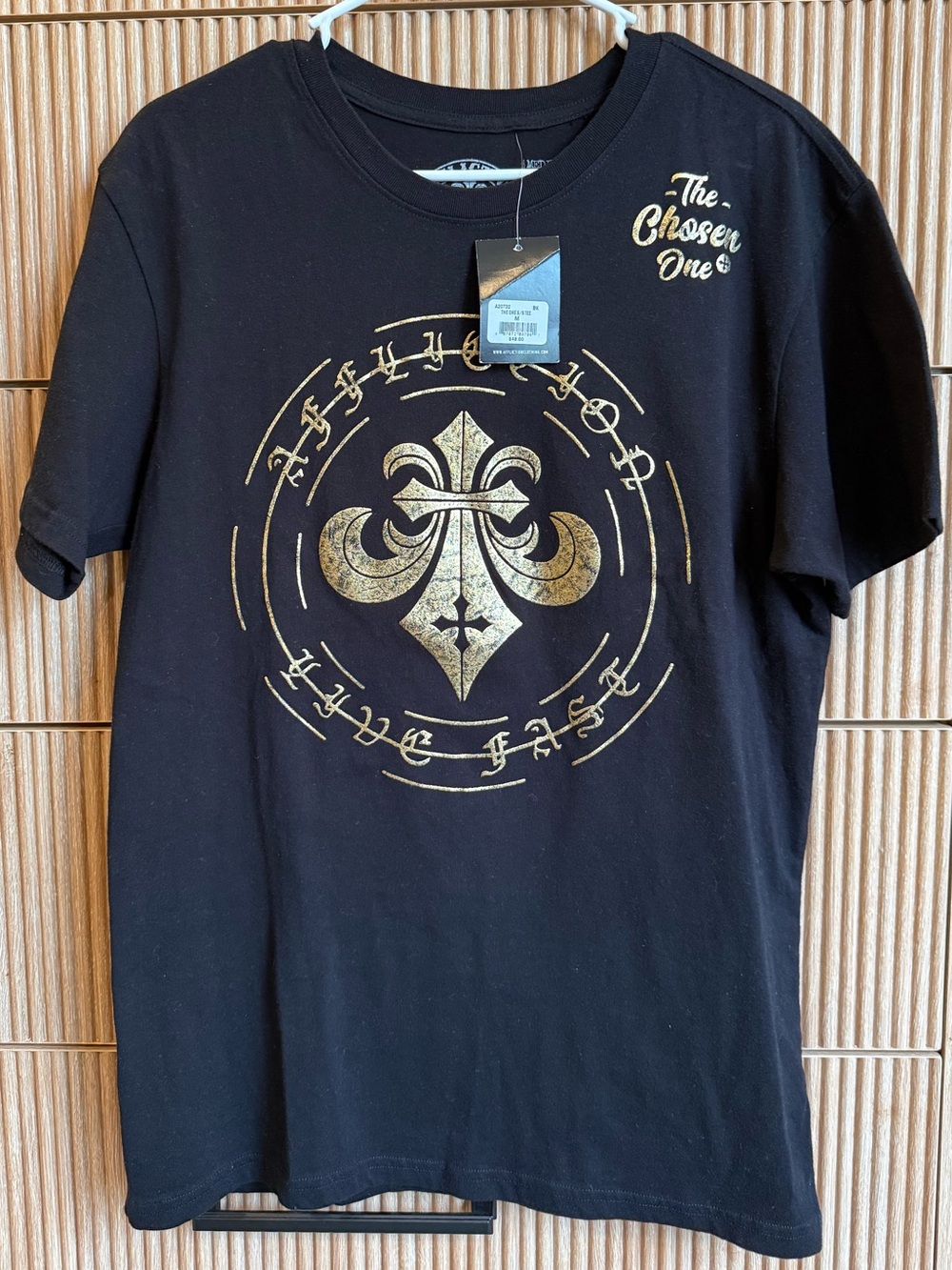 Black Affliction T-Shirt with Gold Graphics